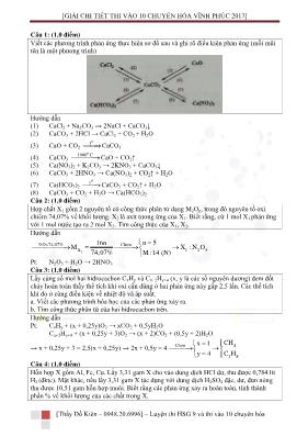 Đề thi vào Lớp 10 THPT chuyên Hóa học tỉnh Vĩnh Phúc năm 2017 (Có lời giải chi tiết)